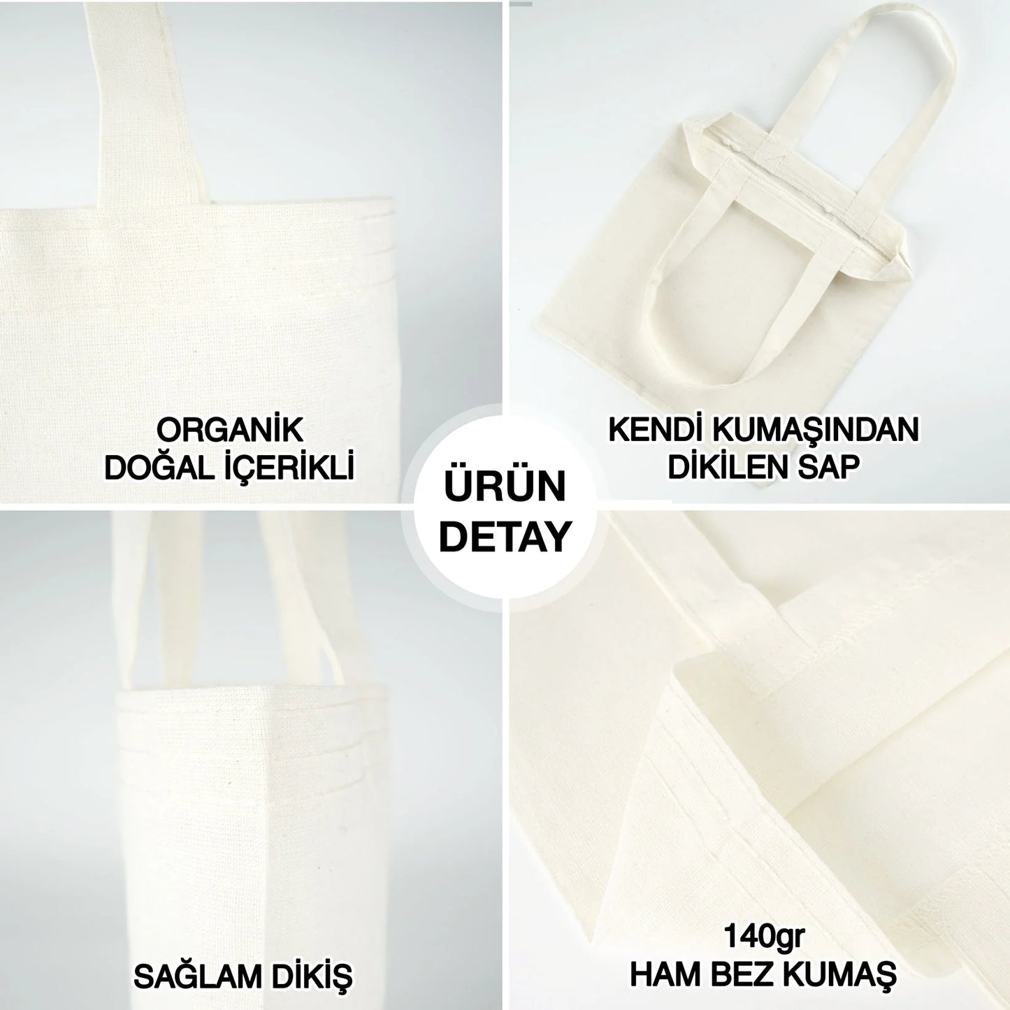 Hac ve Umre Hediyelik Ham Bez Çanta | 23x23 cm Kabe-i Muazzama’dan Selam ve D... - farklı açı