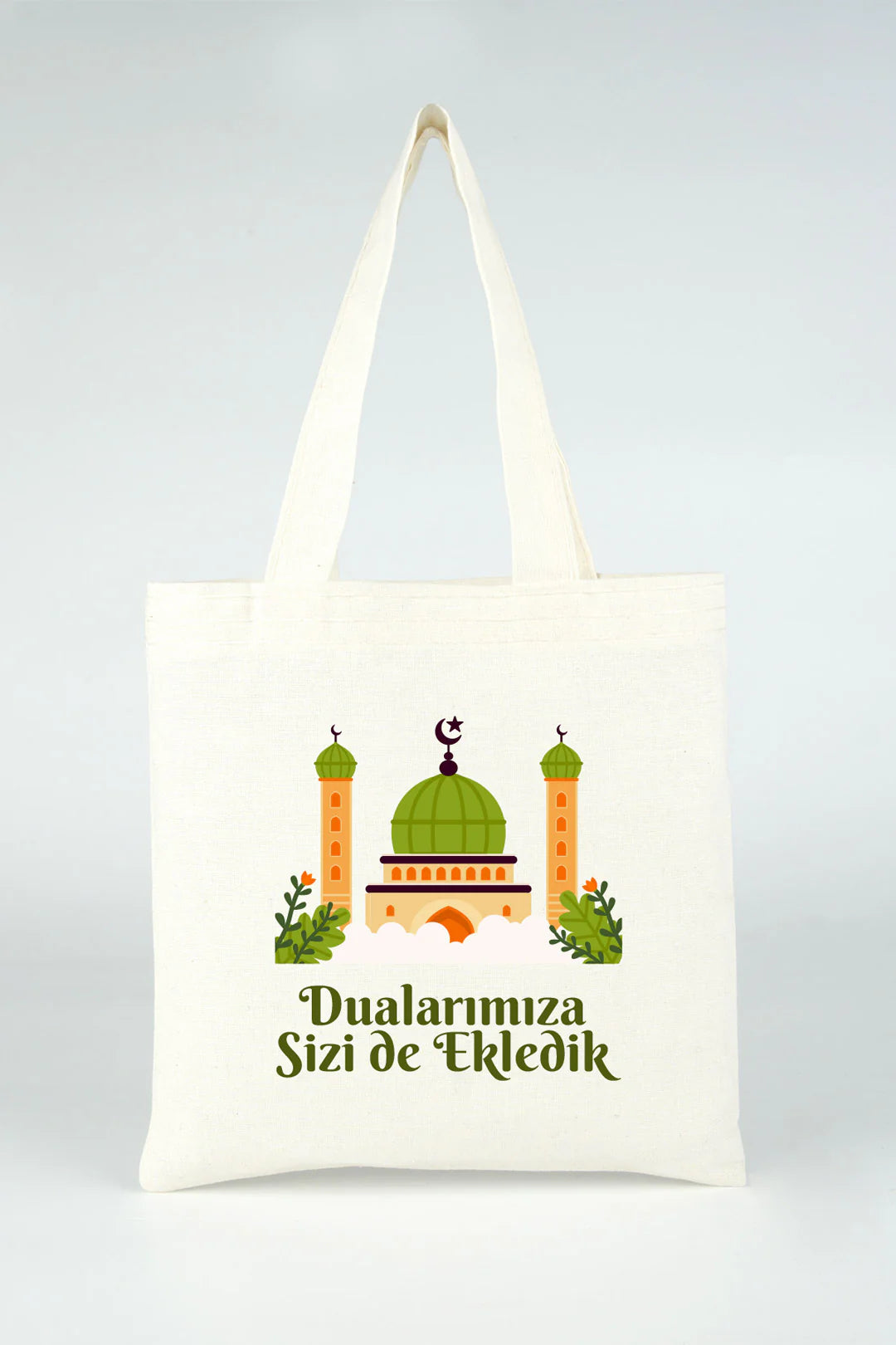 Hac ve Umre Hediyelik Ham Bez Çanta | 23x23 cm Kabe-i Muazzama’dan Selam ve D... - detay görünüm