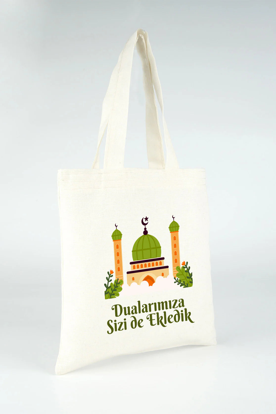 Hac ve Umre Hediyelik Ham Bez Çanta | 23x23 cm Kabe-i Muazzama’dan Selam ve D... - kullanım örneği