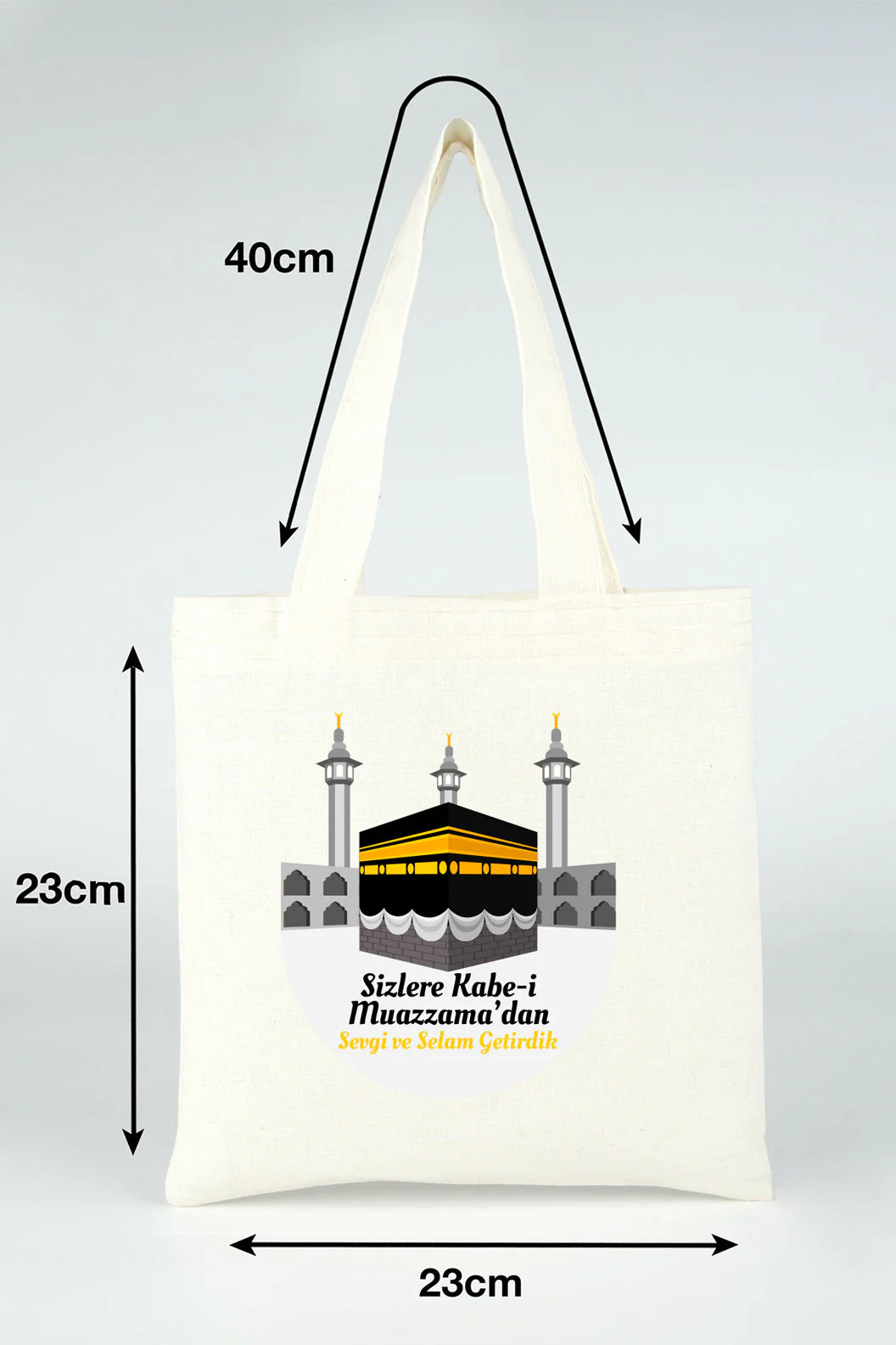 23x23 cm Kabe-i Muazzama’dan Selam ve Dua ile | Hac ve Umre Hediyelik Ham Bez... - yakın çekim