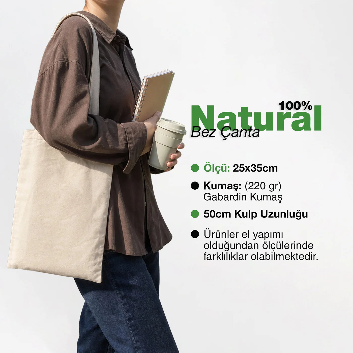 Gabardin Bez Çanta Uzun Kulp 25x35 cm