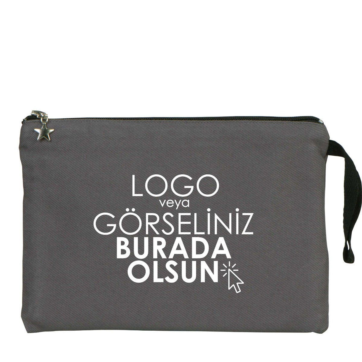 Antrasit karne günü temalı kanvas clutch çanta, okul figürlü ve özelleştirilebilir karne hediyesi tasarımı