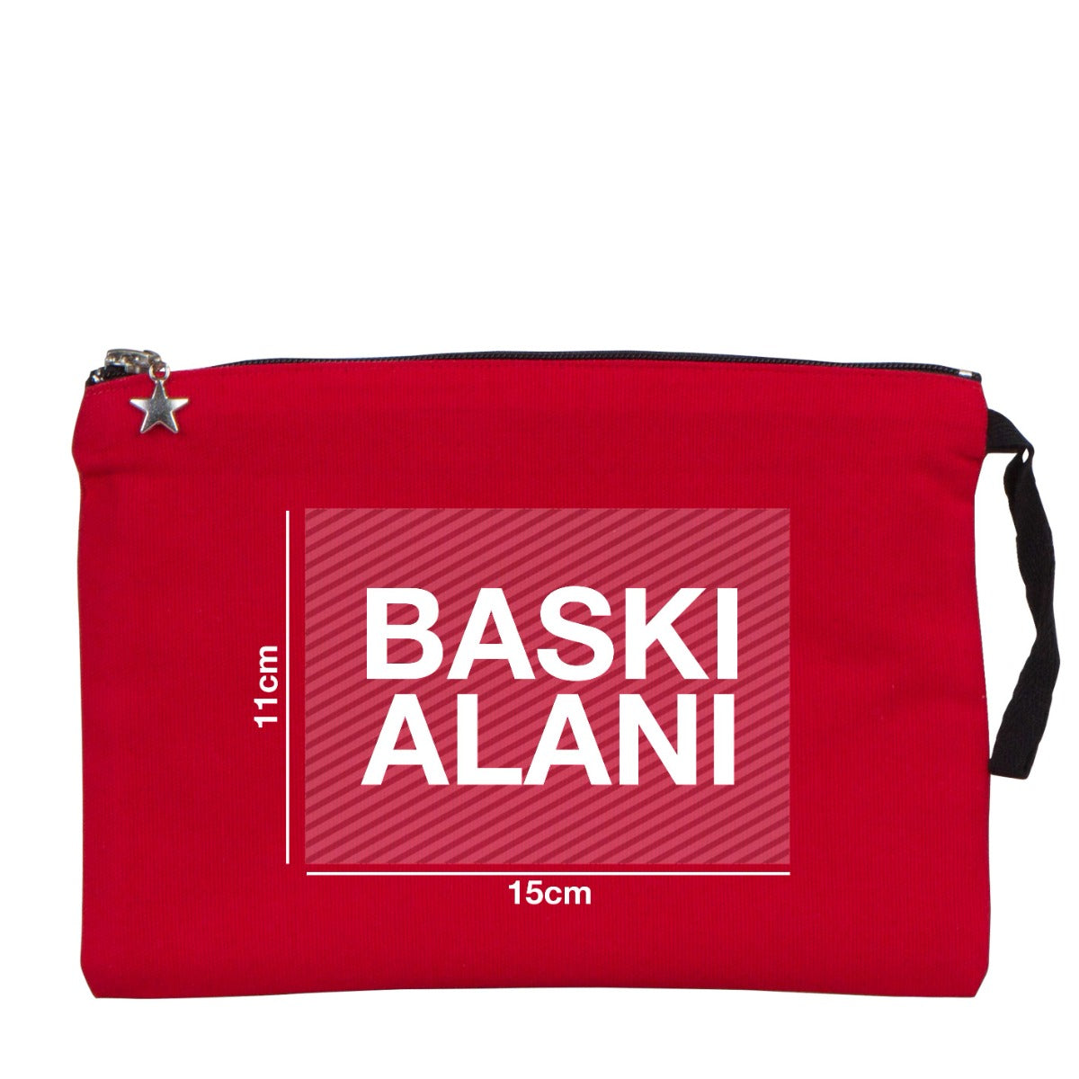 Kırmızı karne günü temalı kanvas clutch çanta, okul figürlü ve özelleştirilebilir karne hediyesi tasarımı