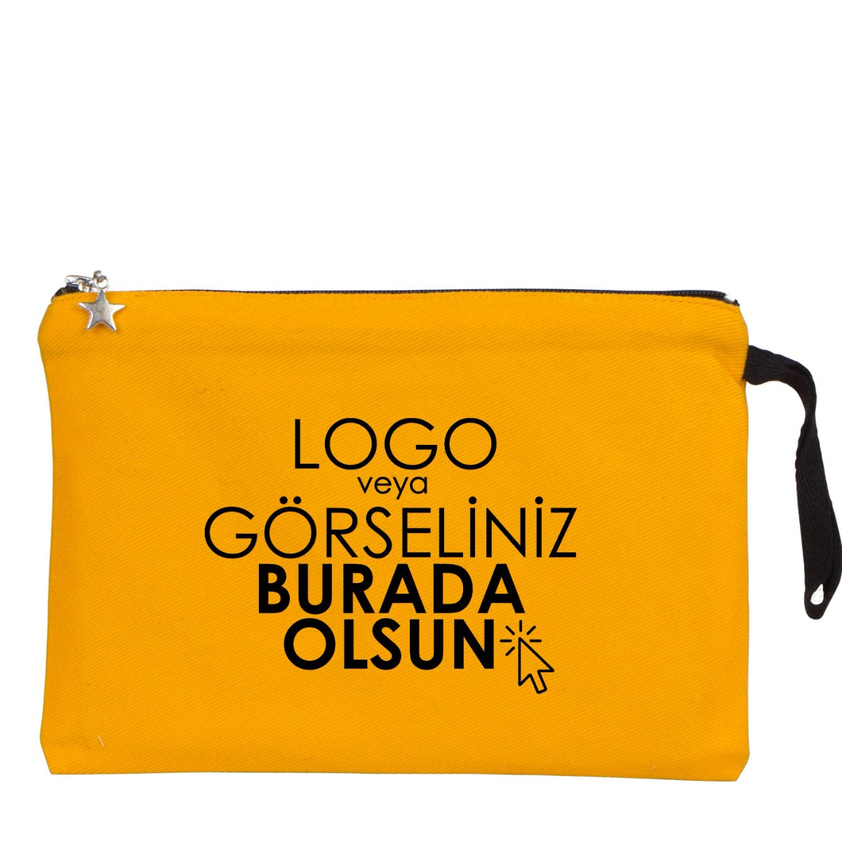 Sarı karne günü temalı kanvas clutch çanta, okul figürlü ve özelleştirilebilir karne hediyesi tasarımı