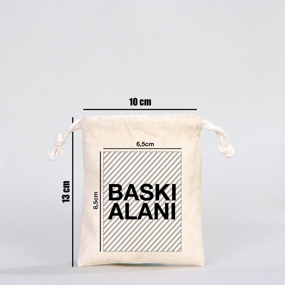 10x13 cm Bez Kese baskı alanı 6,5x8,5 cm - istecanta.com