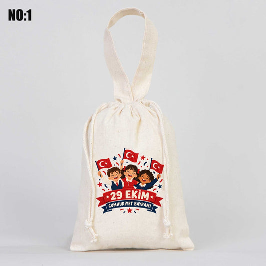 15,5x20 cm Tek Kulp Bez Kese Baskılı - 29 Ekim Cumhuriyet Bayramı No.1 - istecanta.com
