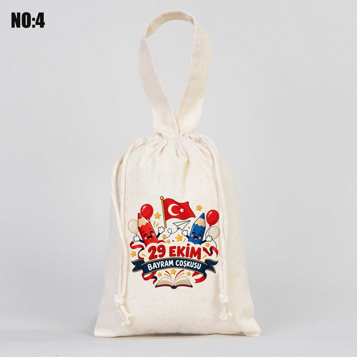 15,5x20 cm Tek Kulp Bez Kese Baskılı - 29 Ekim Cumhuriyet Bayramı No.4 - istecanta.com