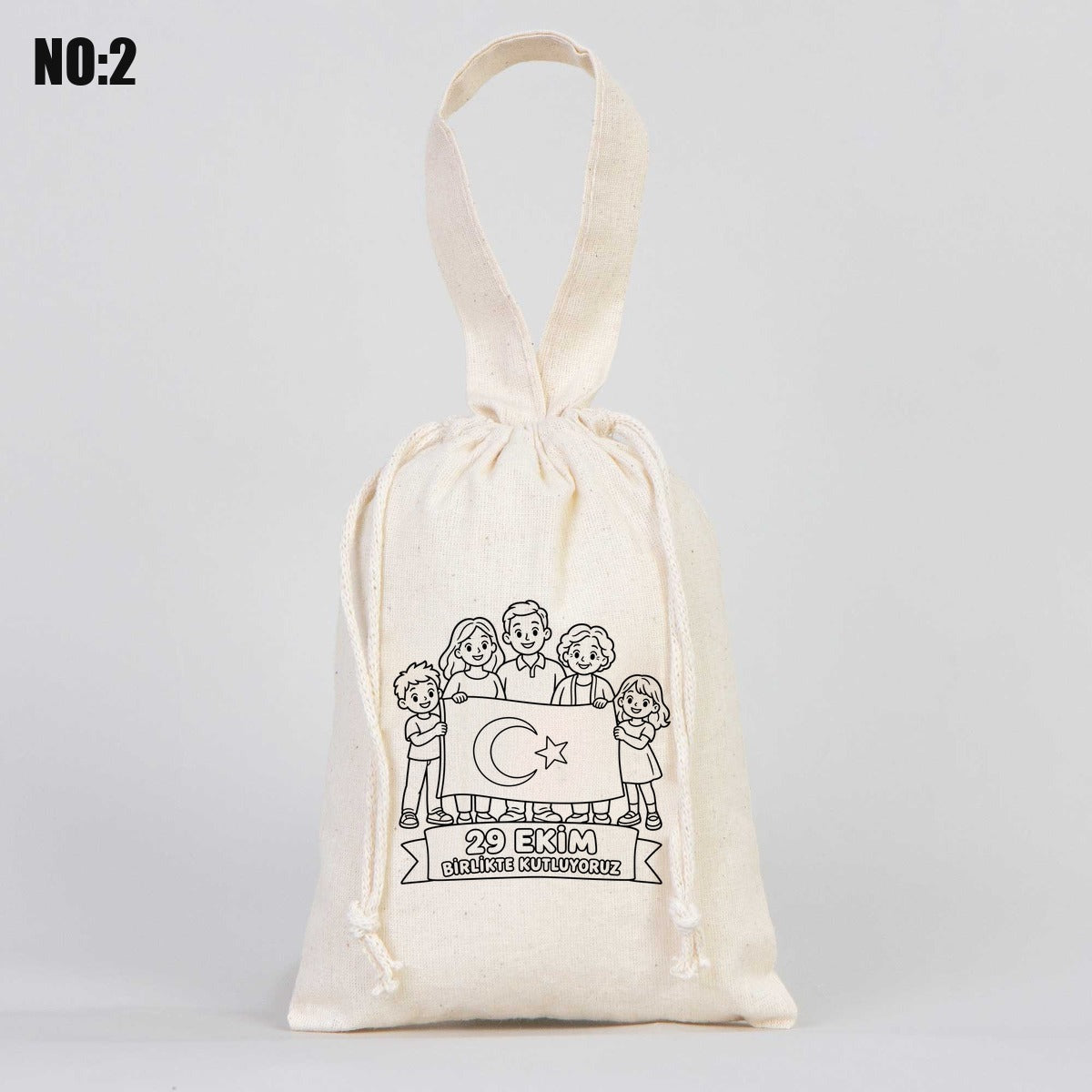 15,5x20 cm Tek Kulp Boyanabilir Bez Kese - 29 Ekim Cumhuriyet Bayramı No.2 - istecanta.com