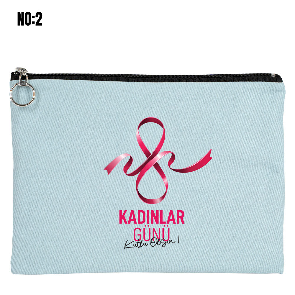 8 Mart Dünya Kadınlar Günü Clutch Kanvas Çanta (25x18 cm) - yakın çekim