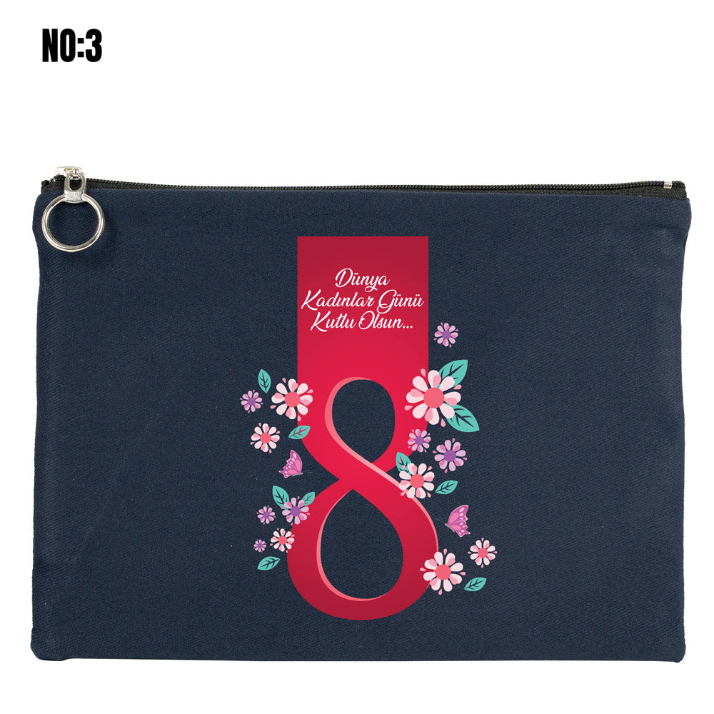 8 Mart Dünya Kadınlar Günü Clutch Kanvas Çanta (25x18 cm) - kullanım örneği