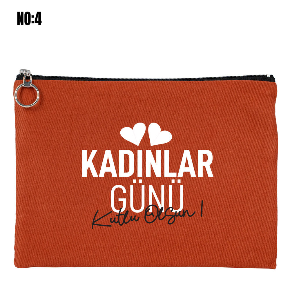 8 Mart Dünya Kadınlar Günü Clutch Kanvas Çanta (25x18 cm) - farklı açı