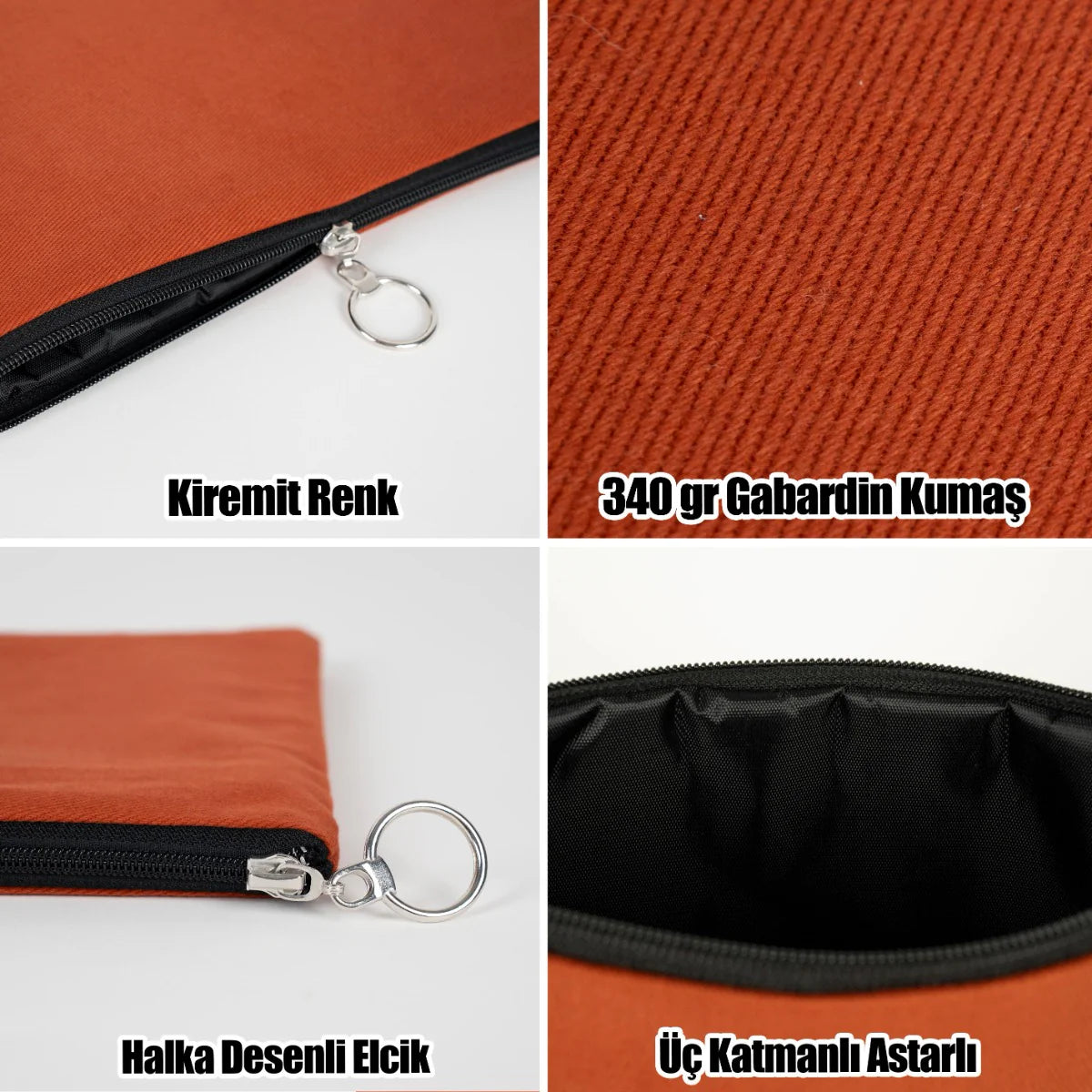 30×21 cm Kiremit Portföy Çanta Astarlı – Kadınlar Günü Hediyesi - görsel 9
