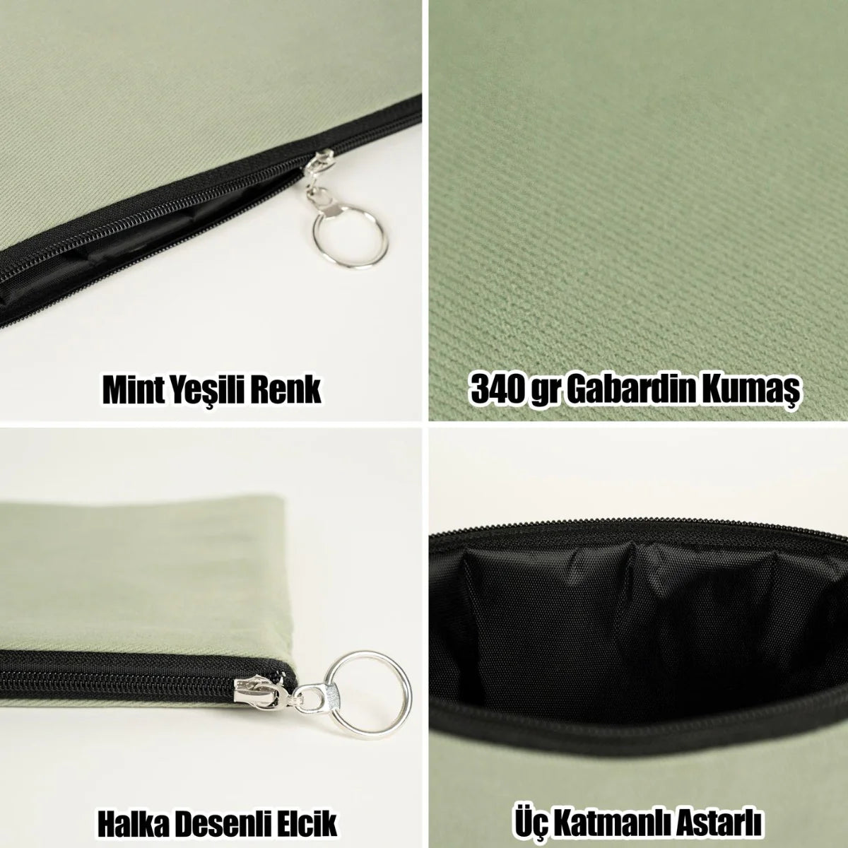 30×21 cm Mint Yeşili Portföy Çanta Astarlı – Kadınlar Günü Hediyesi - görsel 10
