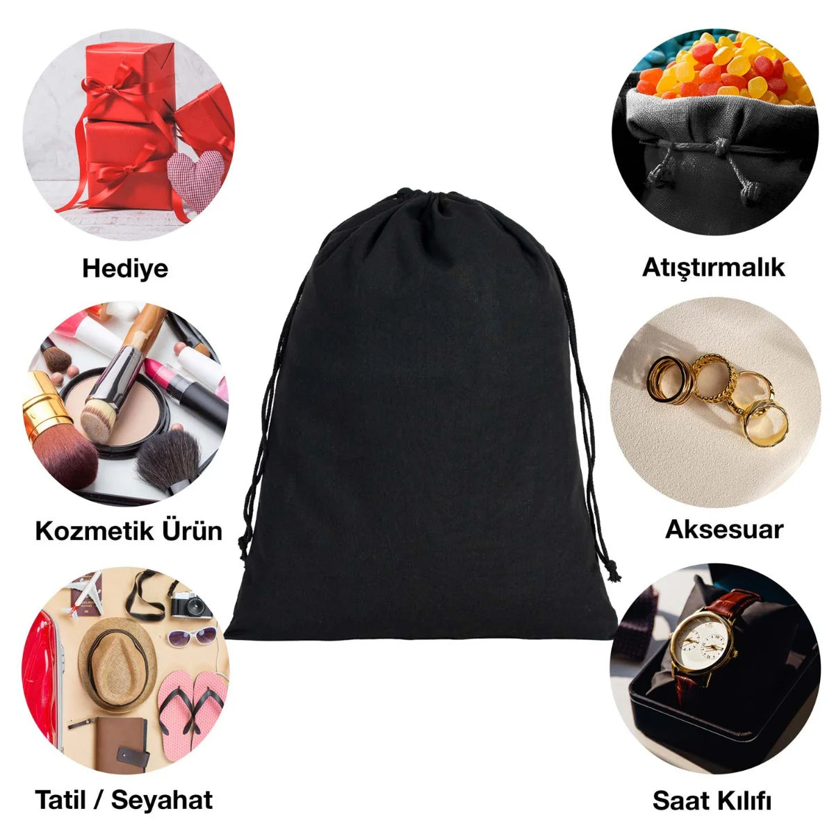 30x40 cm Siyah Bez Kese - Bayram Kesesi - görsel 6