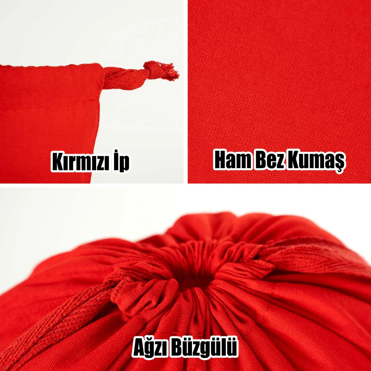 30x40 cm Kırmızı Bez Kese - Bayram Çantası - görsel 6