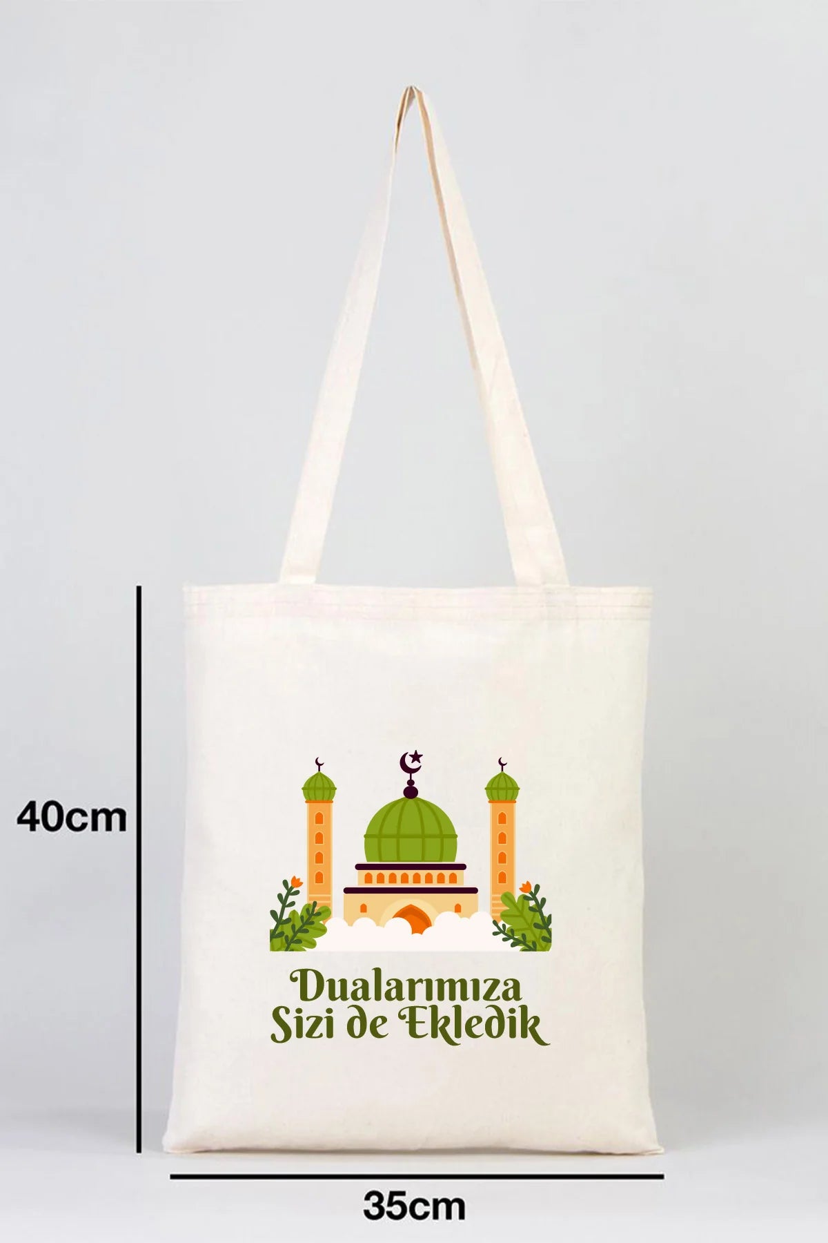 Hac ve Umre Hediyelik Ham Bez Çanta | 35x40 cm Kabe-i Muazzama’dan Selam ve D... - yakın çekim