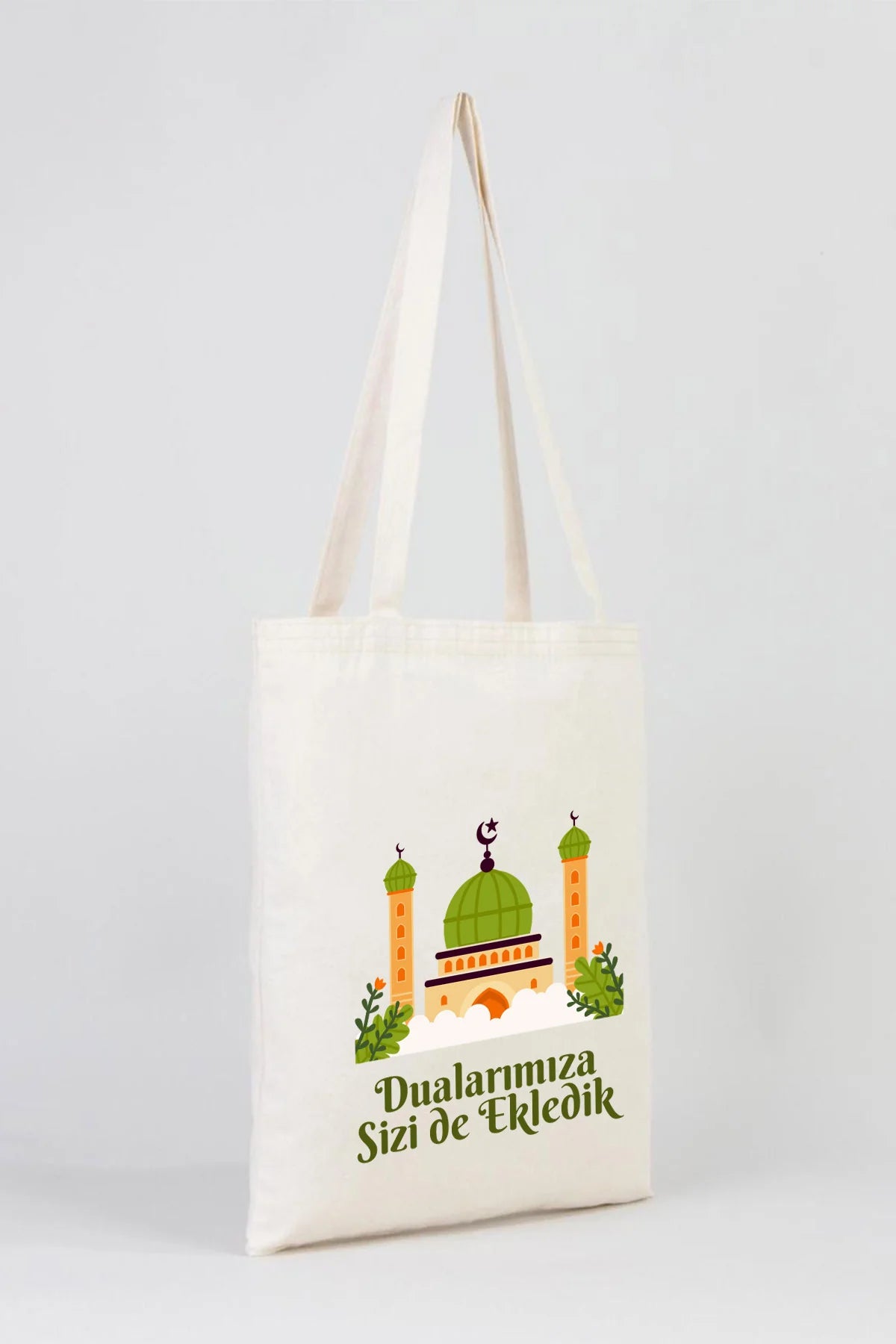Hac ve Umre Hediyelik Ham Bez Çanta | 35x40 cm Kabe-i Muazzama’dan Selam ve D... - kullanım örneği