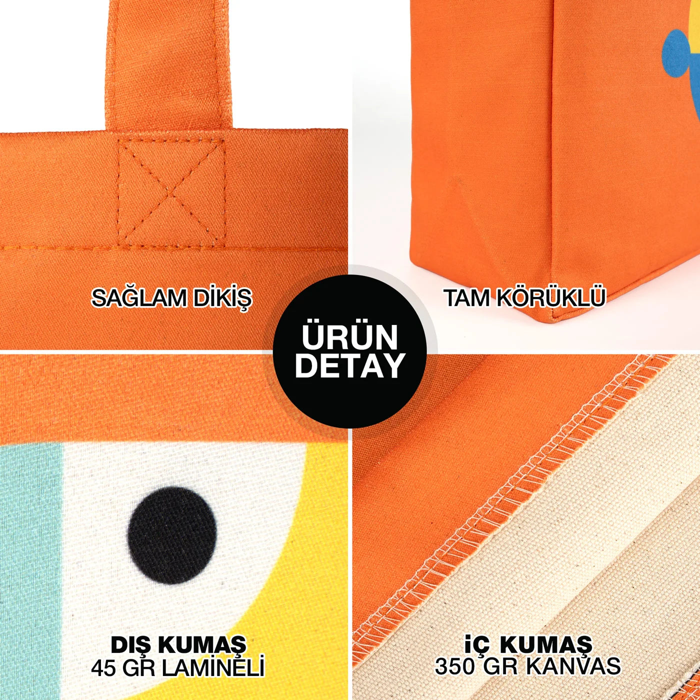 Turuncu Tam Körüklü Lamineli Çanta - 35x40x10 cm - Logo Baskılı
