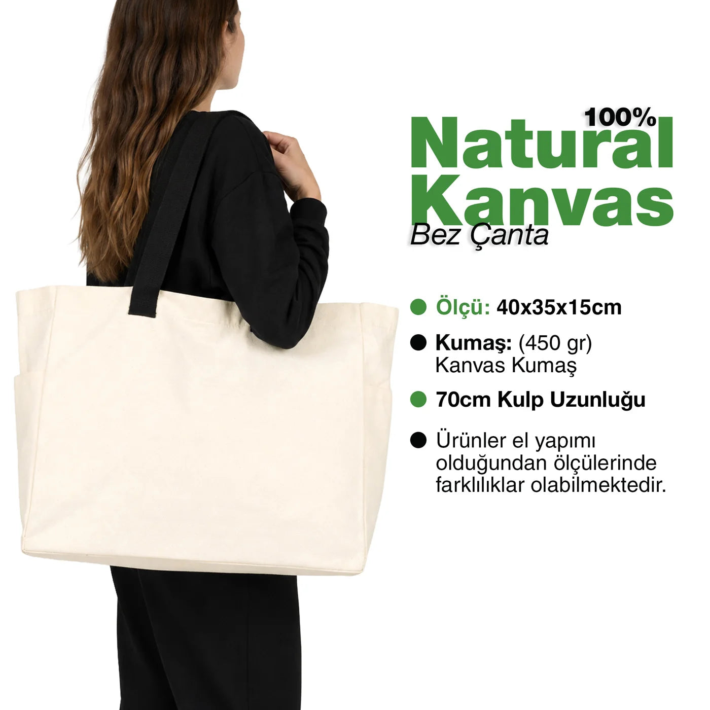 Büyük Kanvas Bez Çanta 40x35x15 cm | Toptan Logo Baskılı