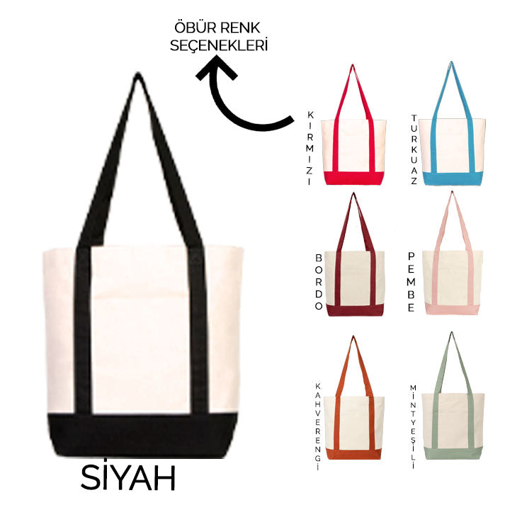 Trend Kanvas Çanta 40x35x12cm - Siyah Renkli Kulp