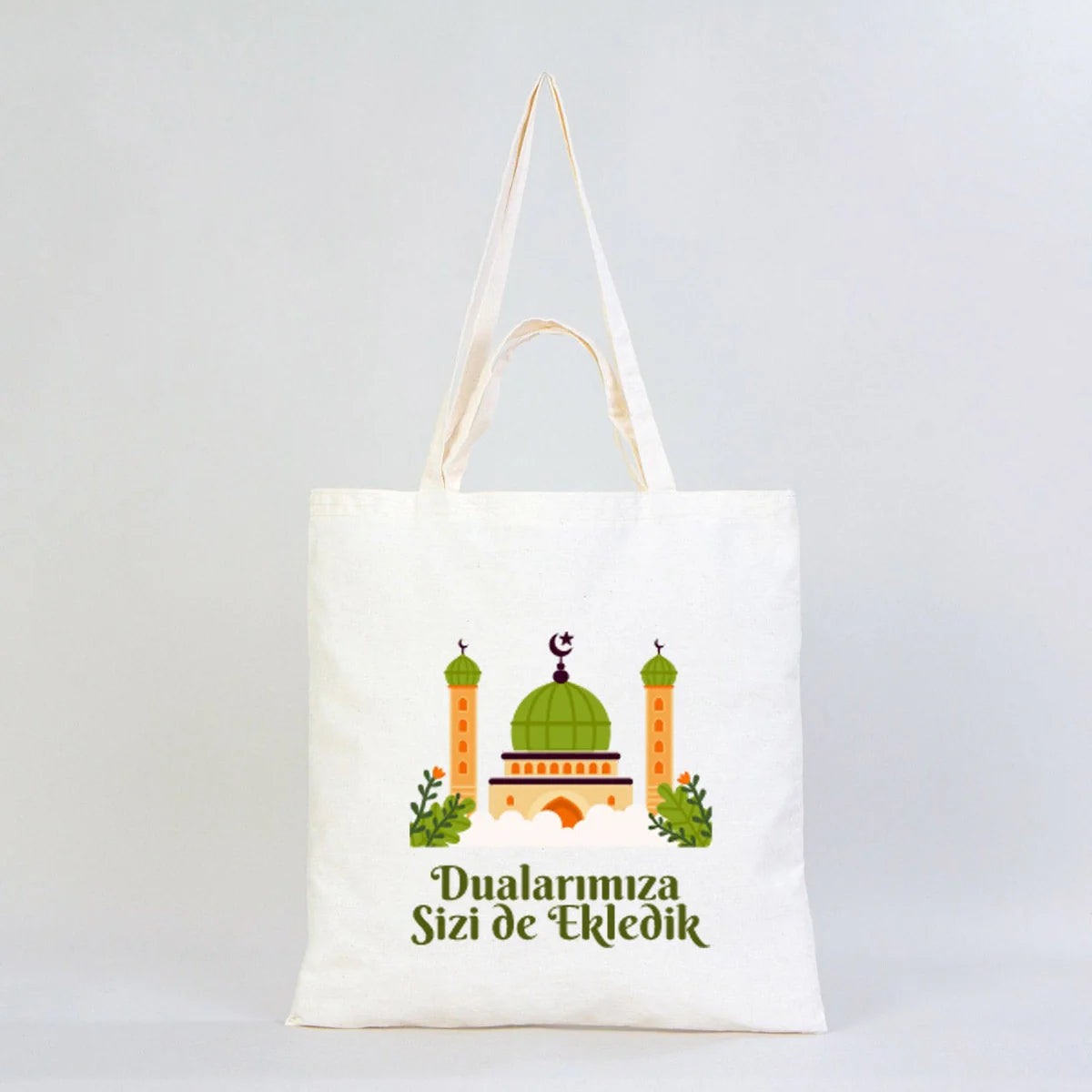 Hac ve Umre Hediyelik Ham Bez Çanta | 40x40 cm Kabe-i Muazzama’dan Selam ve D... - detay görünüm
