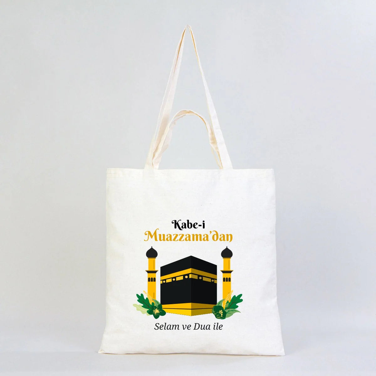 40x40 cm Dualarımıza Sizi de Ekledik | Hac ve Umre Hediyelik Hambez Çanta - detay görünüm