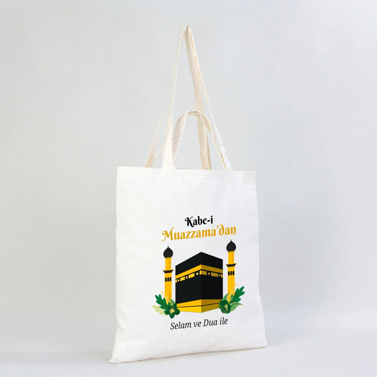 40x40 cm Dualarımıza Sizi de Ekledik | Hac ve Umre Hediyelik Hambez Çanta - kullanım örneği