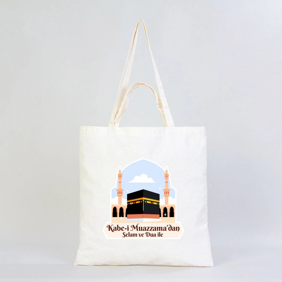 40x40 cm Dualarımıza Sizi de Ekledik | Hac ve Umre Hediyelik Hambez Çanta - detay görünüm