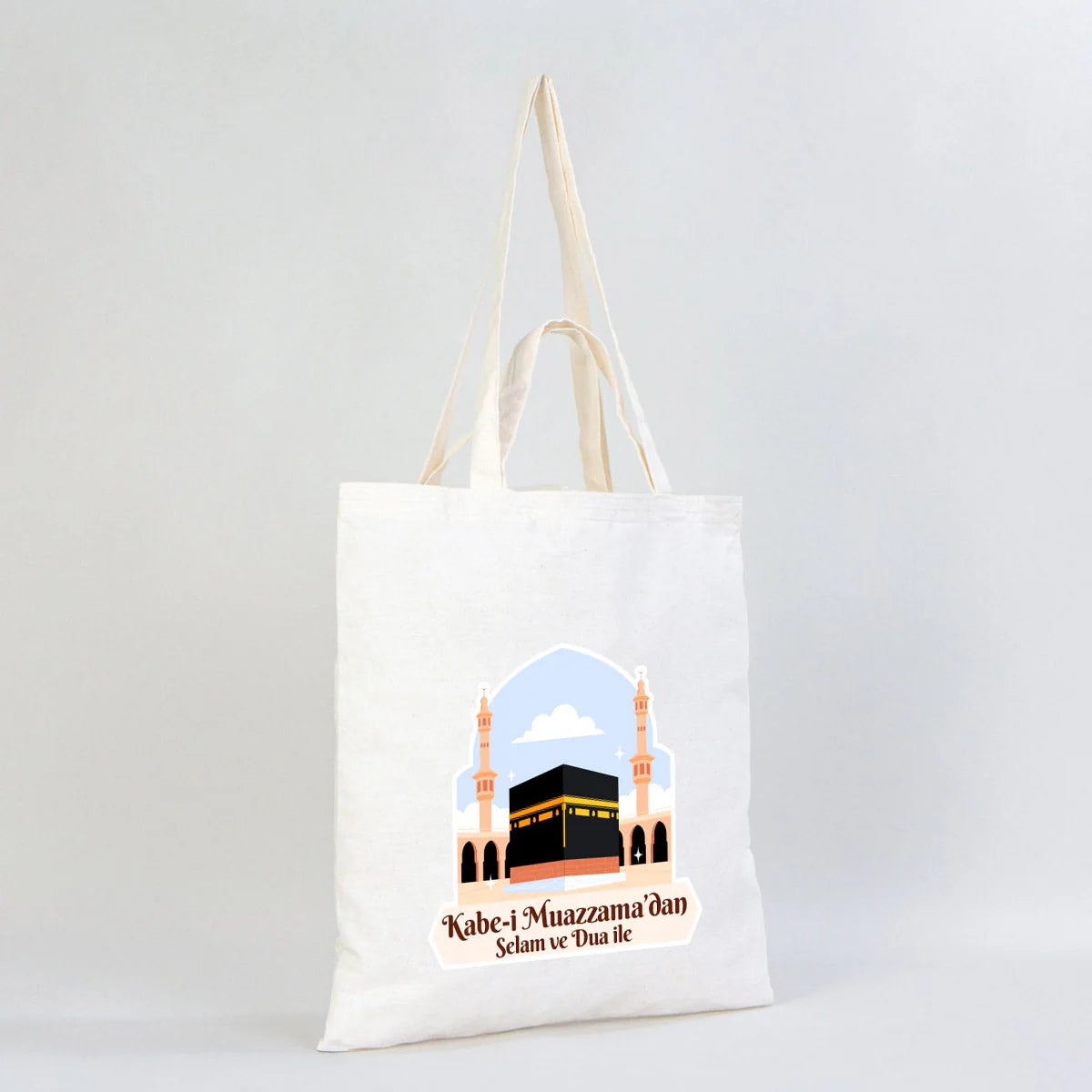 40x40 cm Dualarımıza Sizi de Ekledik | Hac ve Umre Hediyelik Hambez Çanta - kullanım örneği