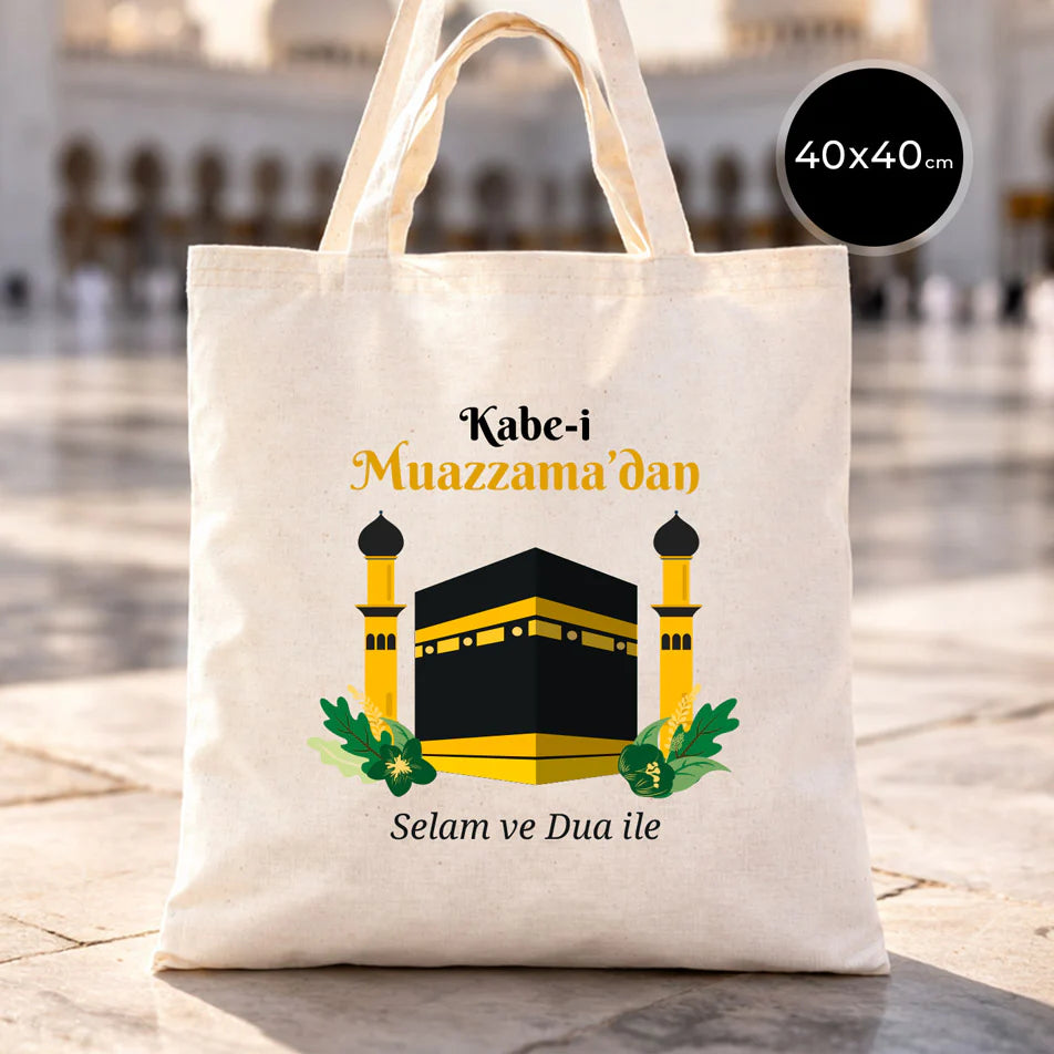 40x40 cm Dualarımıza Sizi de Ekledik | Hac ve Umre Hediyelik Hambez Çanta