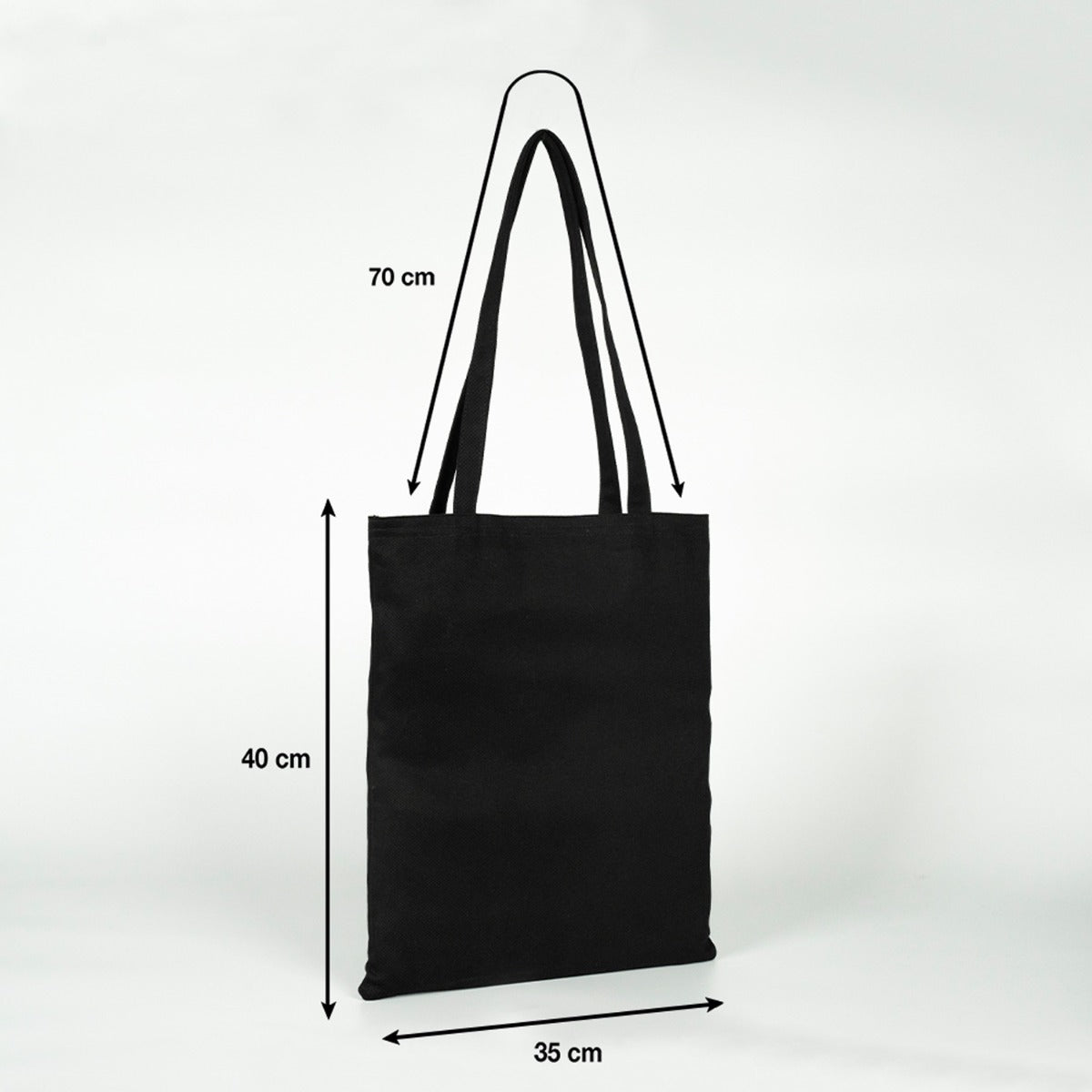 35x40 cm ebatlarında siyah gabardin kumaş bez çanta toptan satış