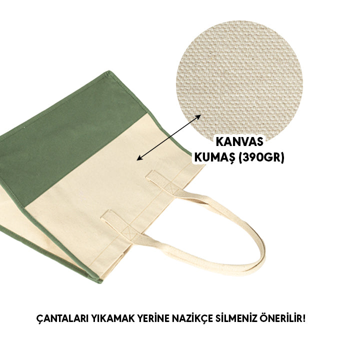 Elite Kanvas Plaj ve Alışveriş Çantası – Büyük Boy, 390gr, 45x35x19 cm, Bez Çanta - Mint Yeşili