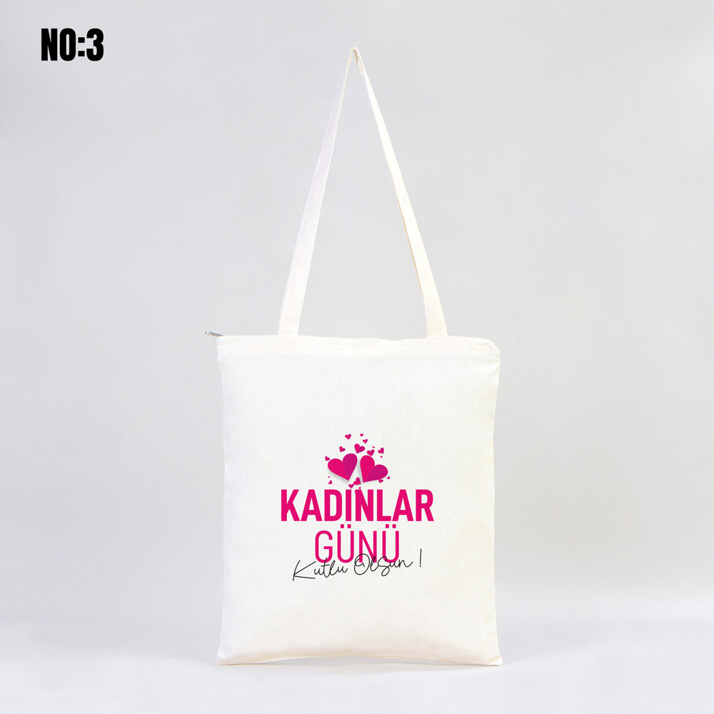 Fermuarlı Ham Bez Çanta 35x40 cm Kadınlar Günü Baskılı (Özelleştirilebilir) - görsel 11