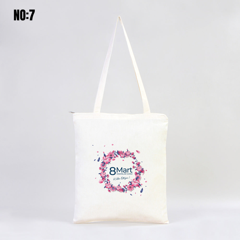 Fermuarlı Ham Bez Çanta 35x40 cm Kadınlar Günü Baskılı (Özelleştirilebilir) - görsel 15