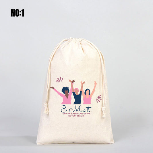 Kadınlar Günü Bez Kese 20x30 cm