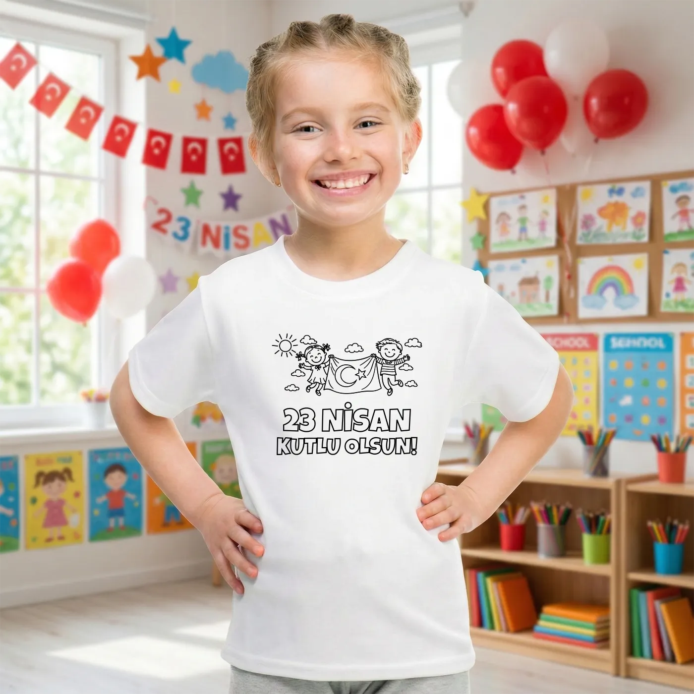 Boyanabilir Promosyon Tişört - 23 Nisan Hediyesi