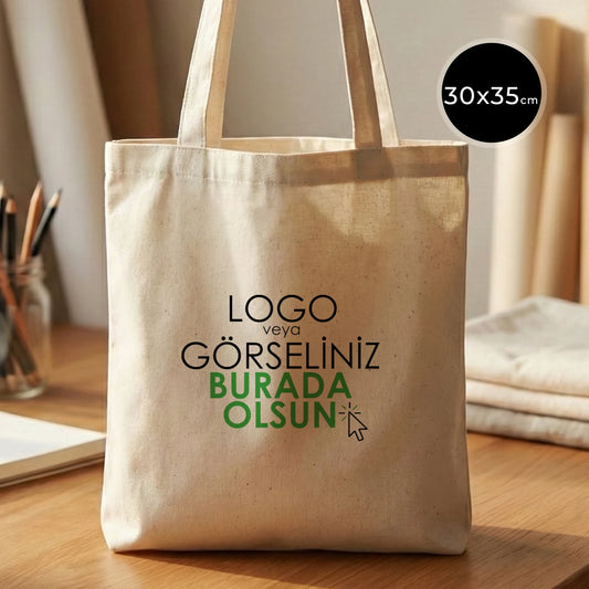 Ham Bez Çanta 30x35 cm - Uzun Kulp (Özelleştirilebilir)