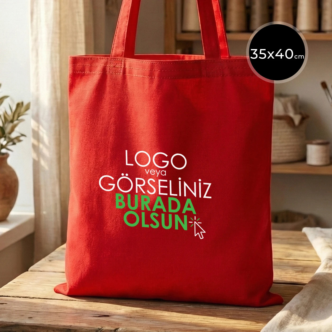 Ham Bez Çanta 35x40 cm Kırmızı Renk (Özelleştirilebilir)