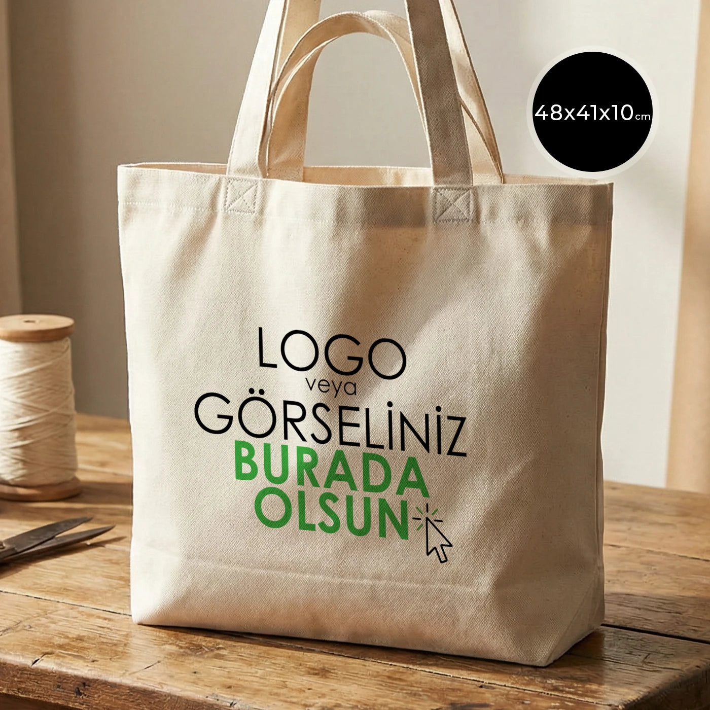 Ham Bez Alışveriş - Market Çantası 48x41x10 cm (Özelleştirilebilir)