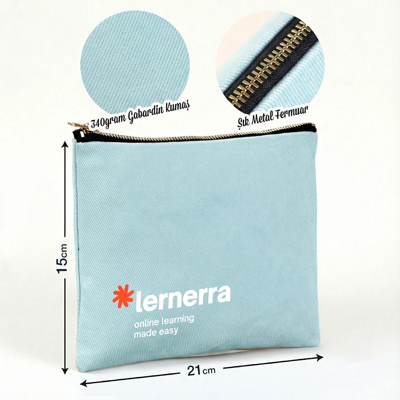 Star Clutch 21x15 Açık Mavi - Metal Fermuar(Özelleştirilebilir)