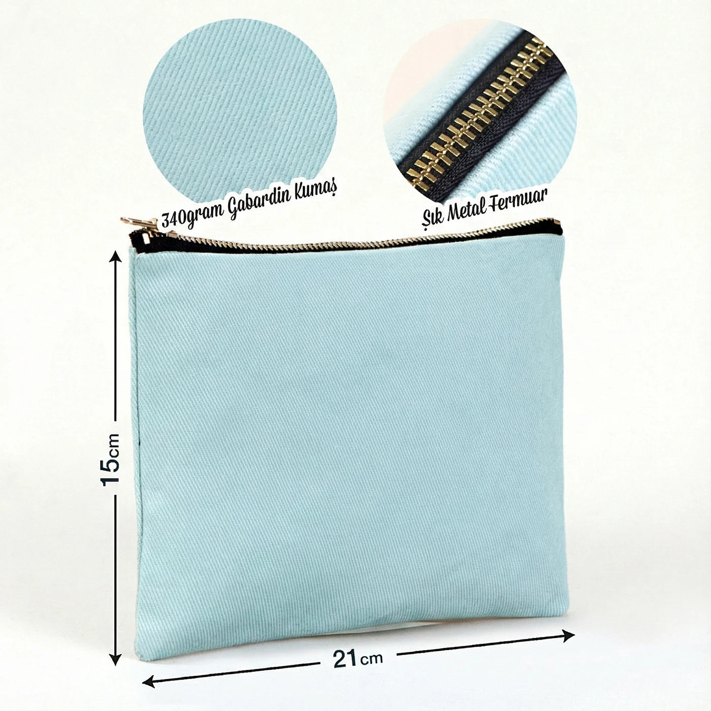 Star Clutch 21x15 Açık Mavi -Metal Fermuar