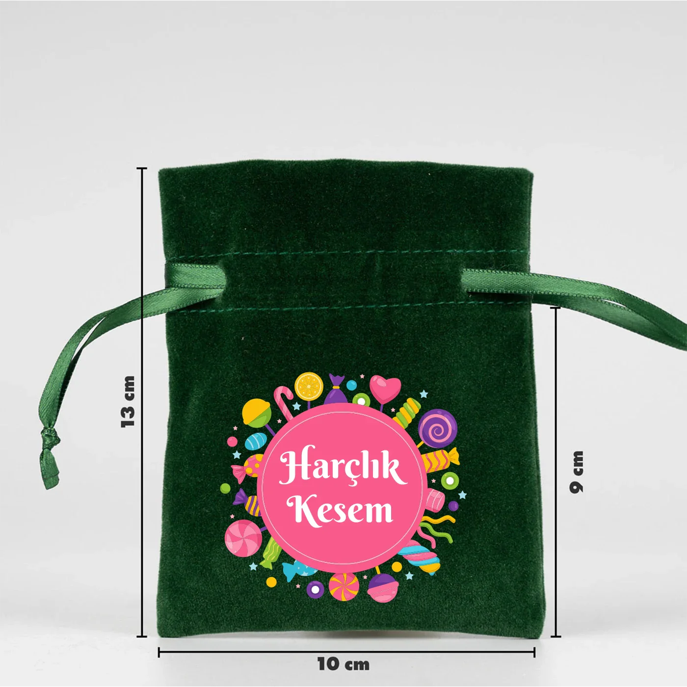 10x13 cm Kadife Gül Kese - Harçlık Kesesi