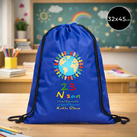 32x45 cm Saks Mavi İmperteks Sırt Çantası - 23 Nisan Hediyesi