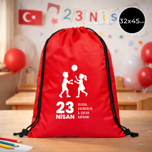 32x45 cm Kırmızı İmperteks Sırt Çantası - 23 Nisan Hediyesi