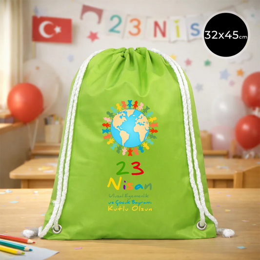 32x45 cm Yeşil İmperteks Sırt Çantası - 23 Nisan Hediyesi