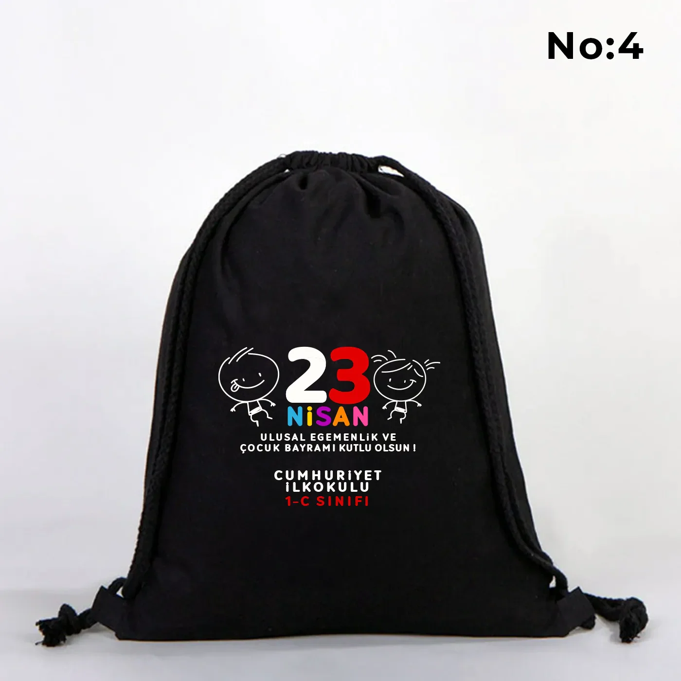 35x40 cm Siyah Bez Sırt Çantası Ham Bez Büzgülü - 23 Nisan Hediyesi - kullanım örneği