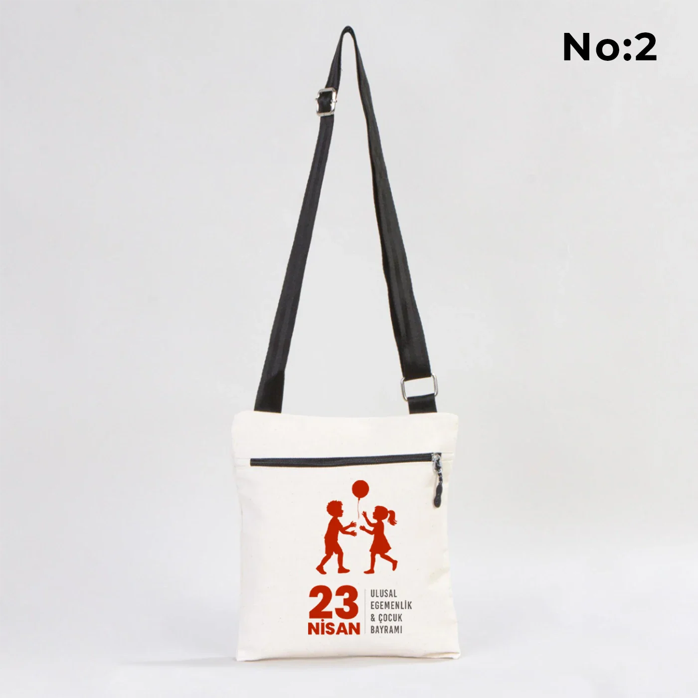 25x28 cm Baskılı Kanvas Fermuarlı Heybe Çanta - 23 Nisan Hediyesi - detay görünüm
