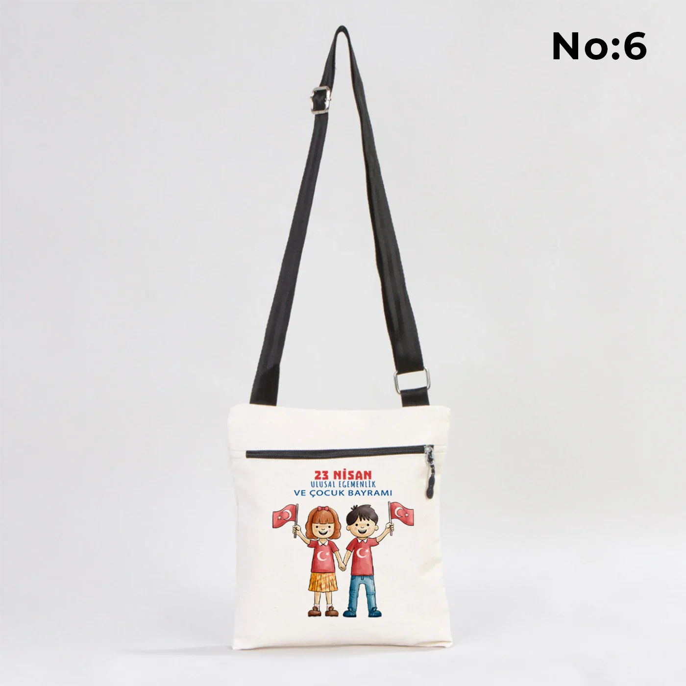 25x28 cm Baskılı Kanvas Fermuarlı Heybe Çanta - 23 Nisan Hediyesi - görsel 6