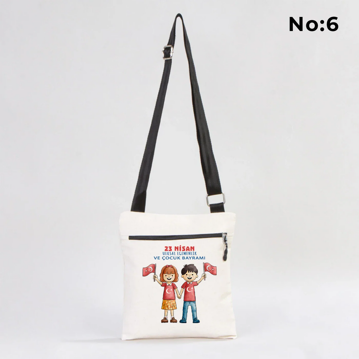 25x28 cm Baskılı Kanvas Fermuarlı Heybe Çanta - 23 Nisan Hediyesi - görsel 6