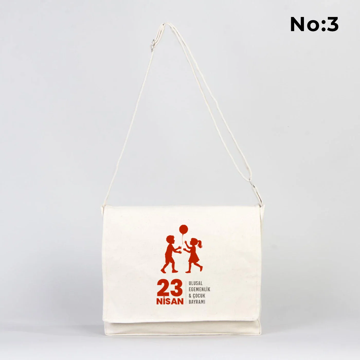 34x27x8 cm Kanvas Postacı Çantası - 23 Nisan Hediyesi - yakın çekim